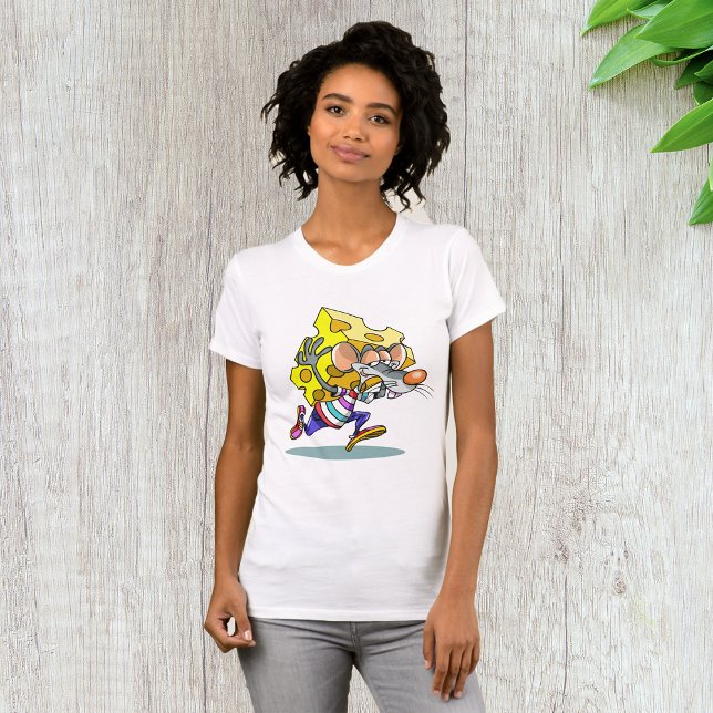 Mouse Carrying Cheese Womens T-Shirt (Creator Uploaded)
