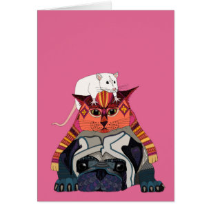 mouse cat pug pink