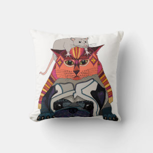 mouse cat pug white cushion