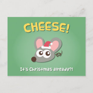 Mouse Cheese Its Christmas Pun Humour Postcard