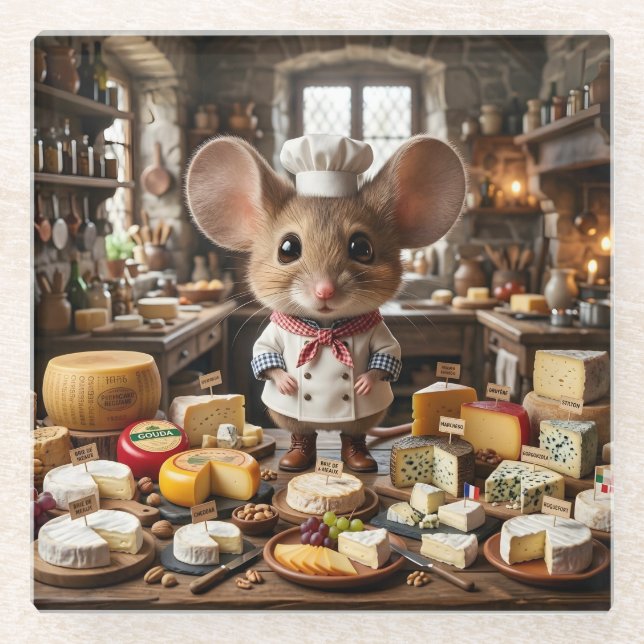 Mouse Cheesemaster Glass Coaster (Front)