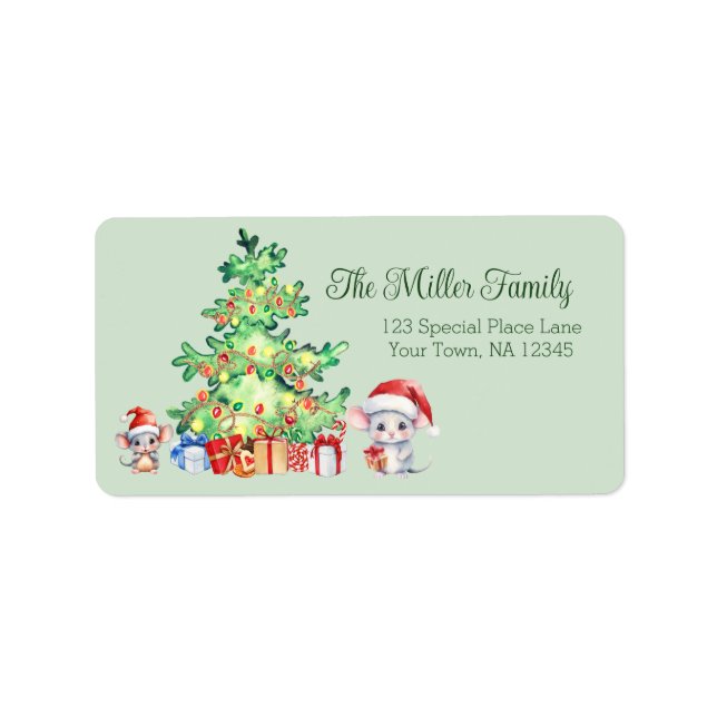 Mouse Christmas Address Label (Front)
