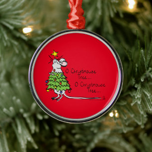 Mouse Christmas Funny Kids Metal Ornament