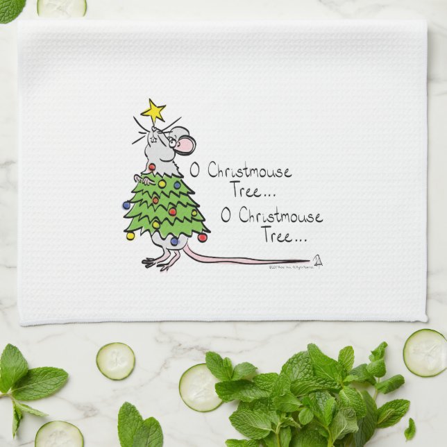 Mouse Christmas Funny Kids Tea Towel (Folded)