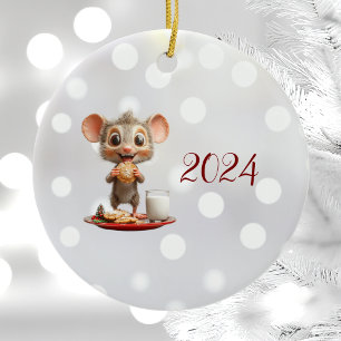Mouse Christmas Mouse Ceramic Ornament