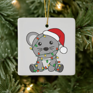 Mouse Christmas Winter Animals Holiday Mice Ceramic Ornament