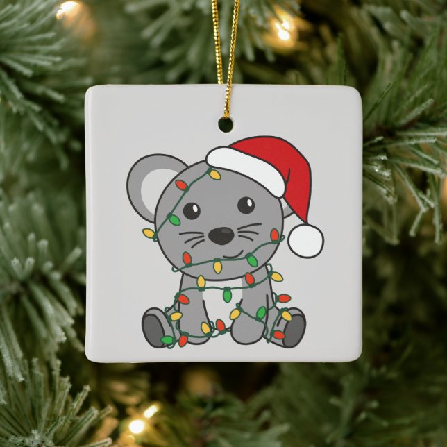 Mouse Christmas Winter Animals Holiday Mice Ceramic Ornament (Tree)