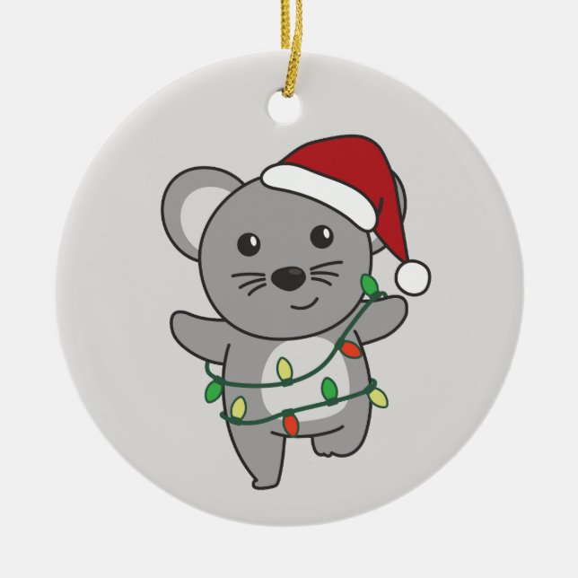 Mouse Christmas Winter Animals Holiday Mice Ceramic Ornament (Front)