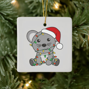 Mouse Christmas Winter Animals Holiday Mice Ceramic Ornament