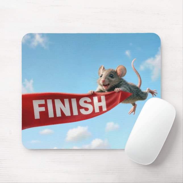 Mouse Clinging to a Red Finish Line Tape Pad (With Mouse)