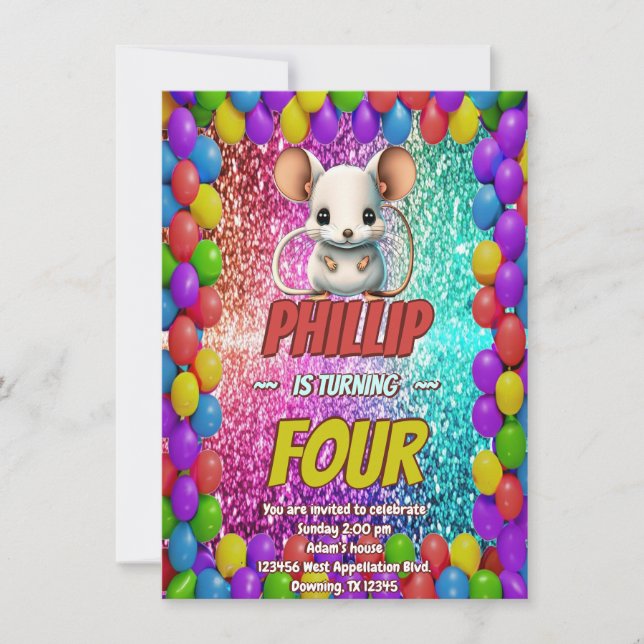 Mouse Custom character birthday invite (Front)