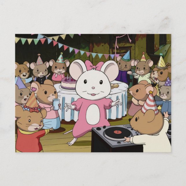 Mouse Dance Party Anime Style Postcard (Front)