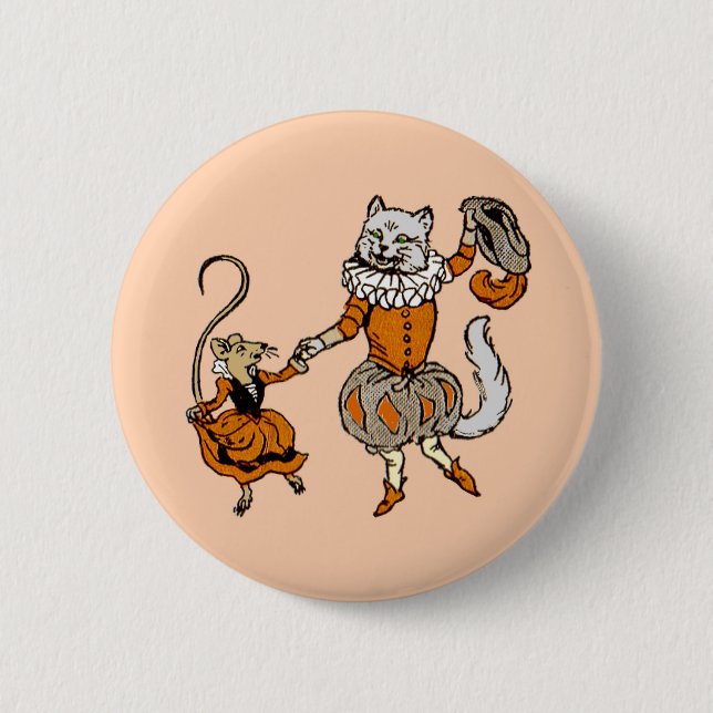mouse dancing with a cat 6 cm round badge (Front)