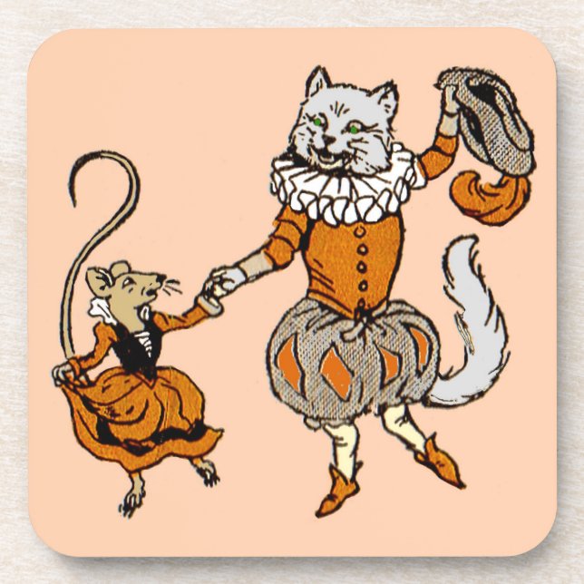 mouse dancing with a cat coaster (Front)