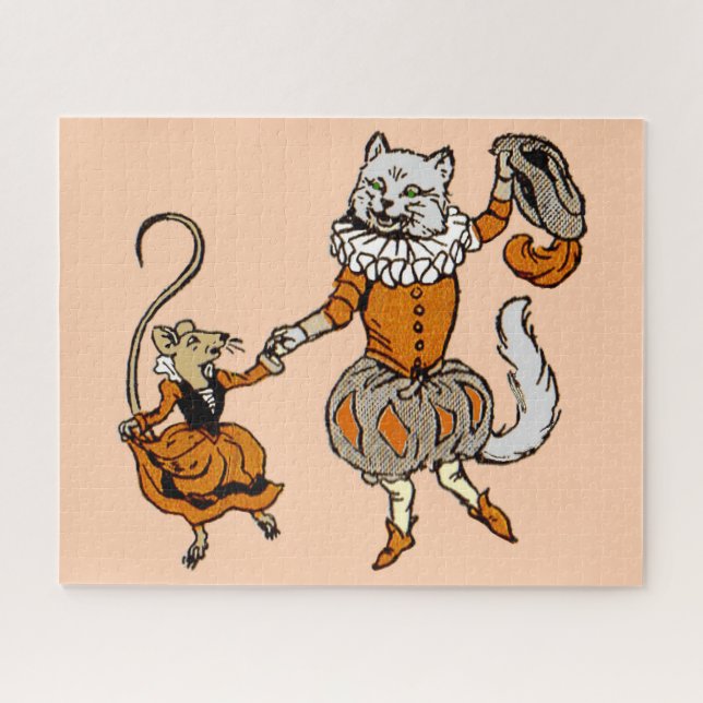 mouse dancing with a cat jigsaw puzzle (Horizontal)