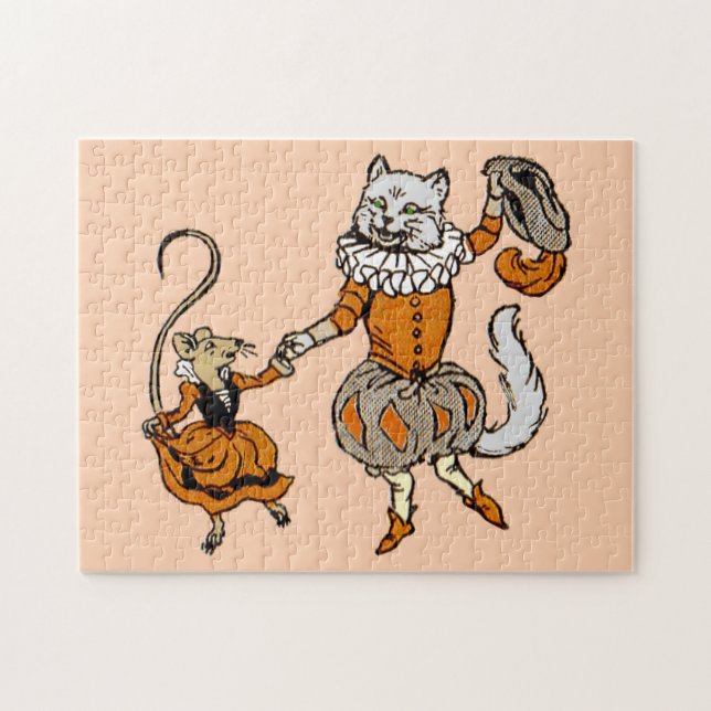 mouse dancing with a cat jigsaw puzzle (Horizontal)