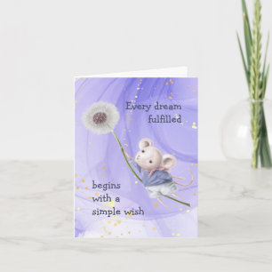 Mouse Dandelion Every Dream Simple Inspirational Note Card