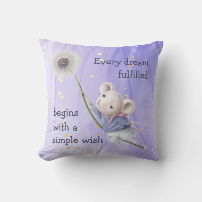 Mouse Dandelion Every Dream Simple Wish  Cushion (Front)