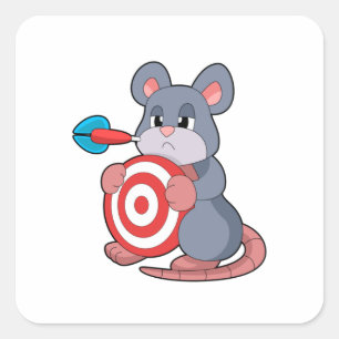 Mouse Darts Dart Dartboard Square Sticker