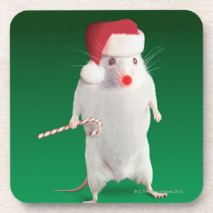 Mouse dressed as Santa Claus Coaster