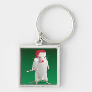Mouse dressed as Santa Claus Key Ring
