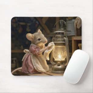 Mouse Dusting an Old Lantern Pad