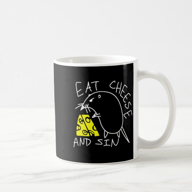 Mouse Eat Cheese And Sin Funny Cheese Lover  Coffee Mug (Right)