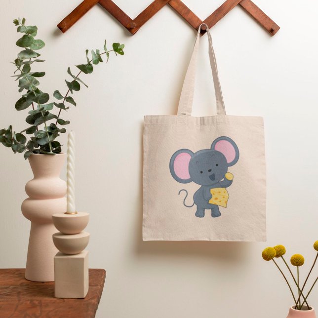 Mouse Eating Cheese Tote Bag (Creator Uploaded)