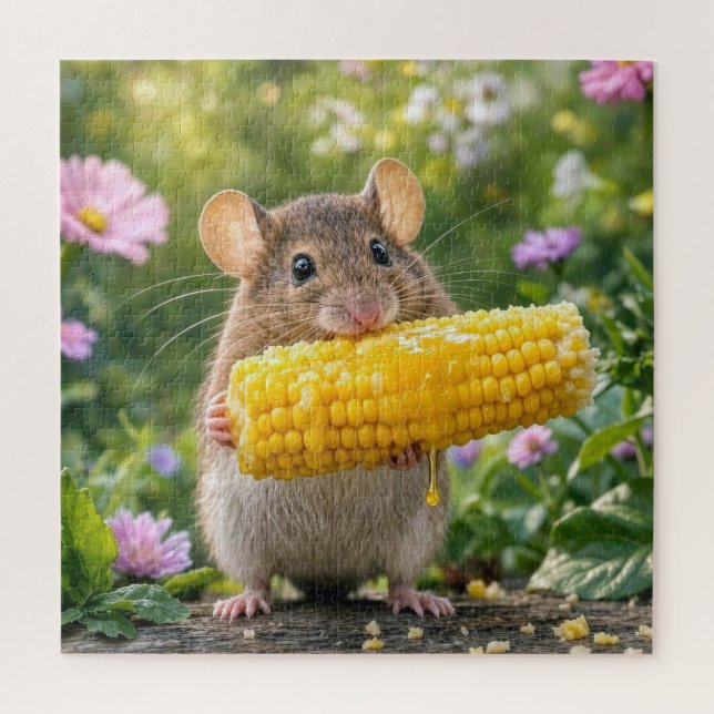 Mouse Eating Corn on the Cob Jigsaw Puzzle (Vertical)