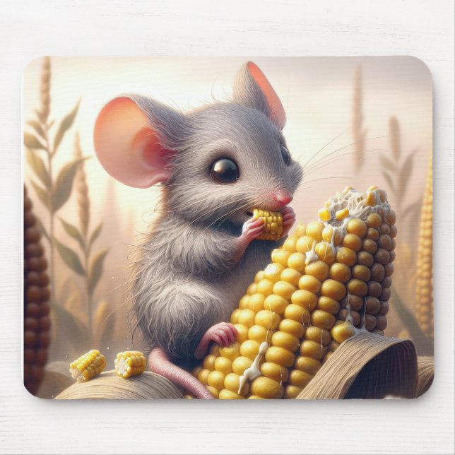 Mouse Eating Corn On The Cob Mouse Pad (Front)
