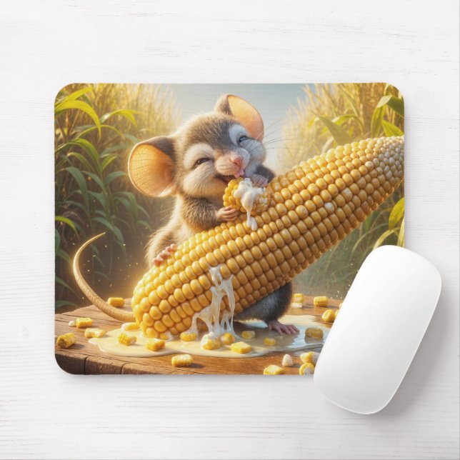Mouse Eating Corn On The Cob Pad (With Mouse)