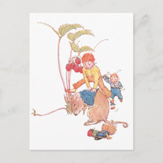 Mouse & Fairies Playing Leapfrog Postcard