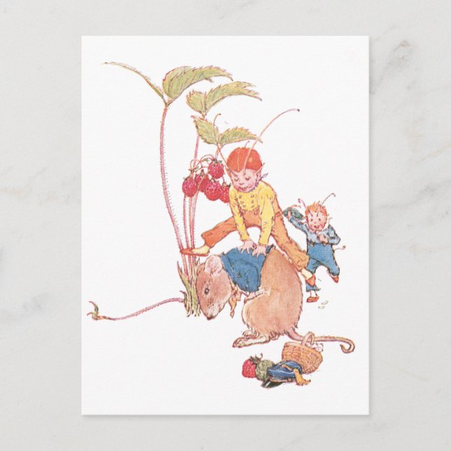 Mouse & Fairies Playing Leapfrog Postcard (Front)