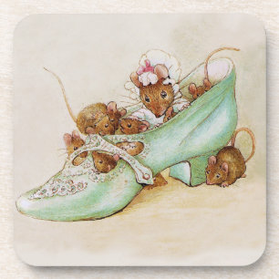 Mouse Family in a Shoe by Beatrix Potter Coaster