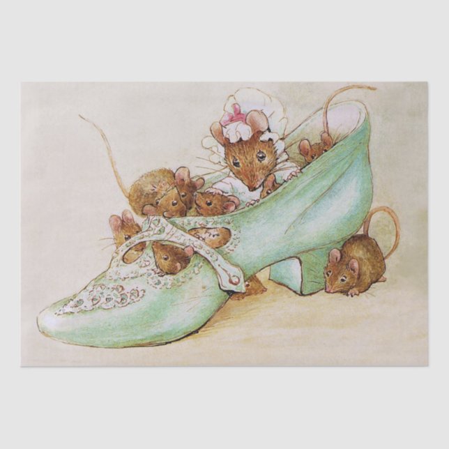 Mouse Family in a Shoe by Beatrix Potter Tissue Paper (Front)