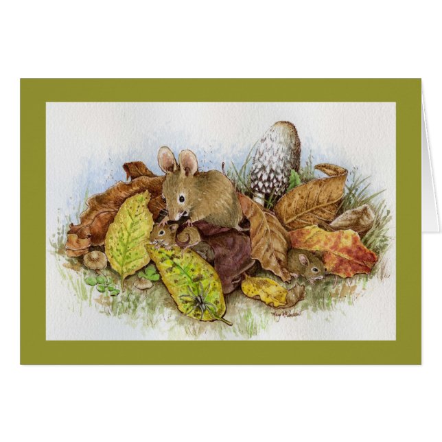 Mouse Family in the Leaves (Front Horizontal)