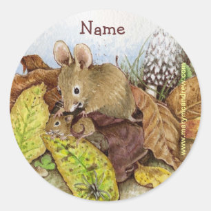Mouse Family in the Leaves customisable stickers