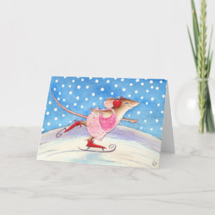 Mouse Figure Skater Holiday Card