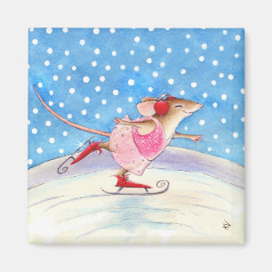 Mouse figure skater magnet