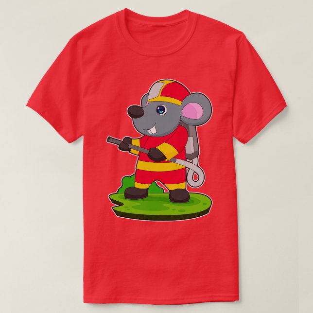 Mouse Firefighter Fire hose T-Shirt (Design Front)