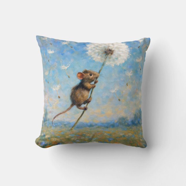 Mouse Floating On a Fluffy Dandelion Cushion (Front)