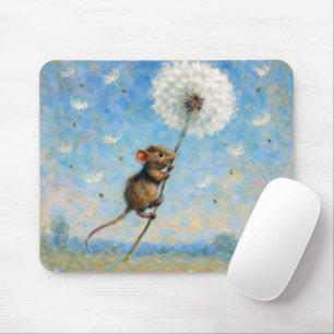 Mouse Floating On a Fluffy Dandelion Pad