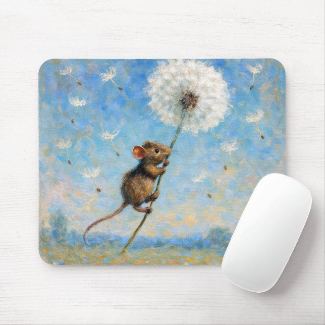Mouse Floating On a Fluffy Dandelion Pad (With Mouse)