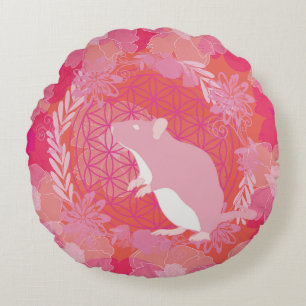 Mouse flower of life round cushion