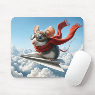Mouse Flying a Paper Aeroplane Pad