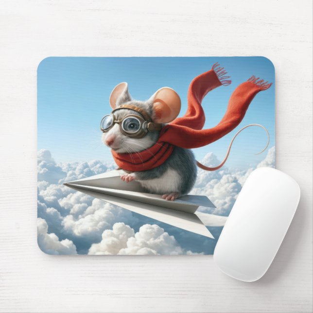 Mouse Flying a Paper Aeroplane Pad (With Mouse)