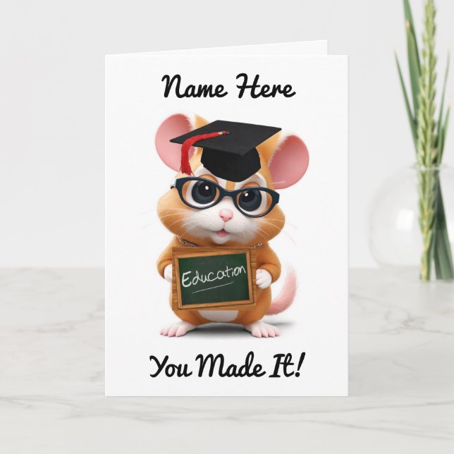 Mouse Graduate Folded Greeting Card (Front)