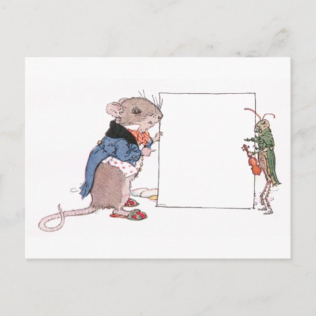 Mouse & Grasshopper Hold Your Photo Postcard (Front)