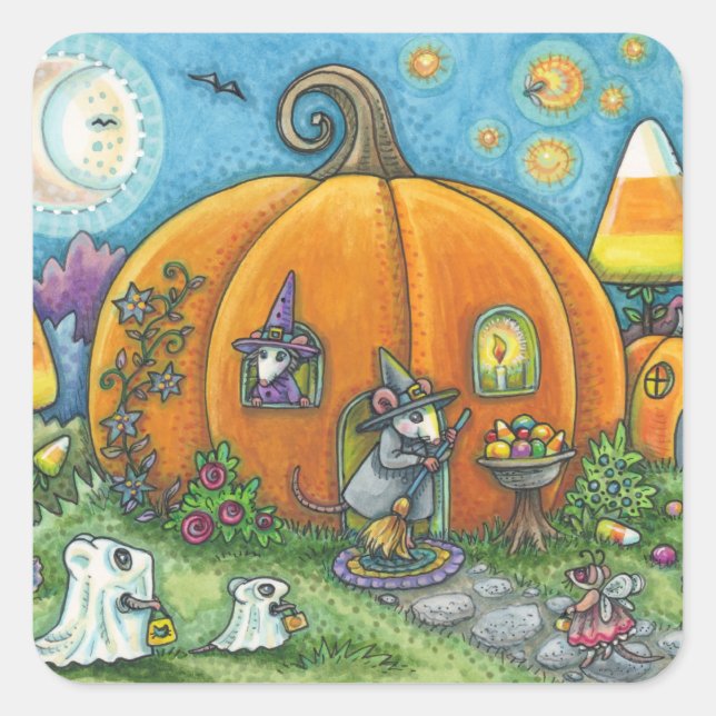 MOUSE HOUSE, TRICK OR TREATS HALLOWEEN STICKERS (Front)
