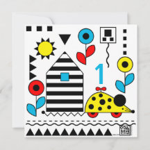 Mouse House Wheelie Mouse Card - personalise age